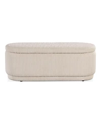 Furniture of America Lyla Chenille Oval Storage Bench