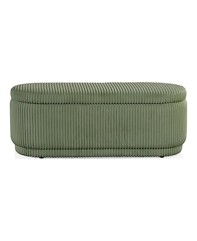 Furniture of America Lyla Chenille Oval Storage Bench