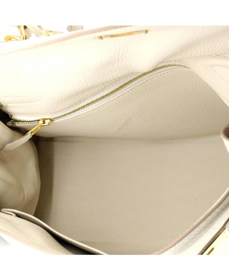 Kelly 28 Handbag Light Clemence with Gold Hardware