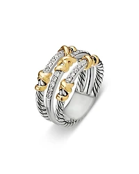 Petite Helena Wrap Three Row Ring Sterling Silver with 18K Yellow Gold and Diamonds, 12mm
