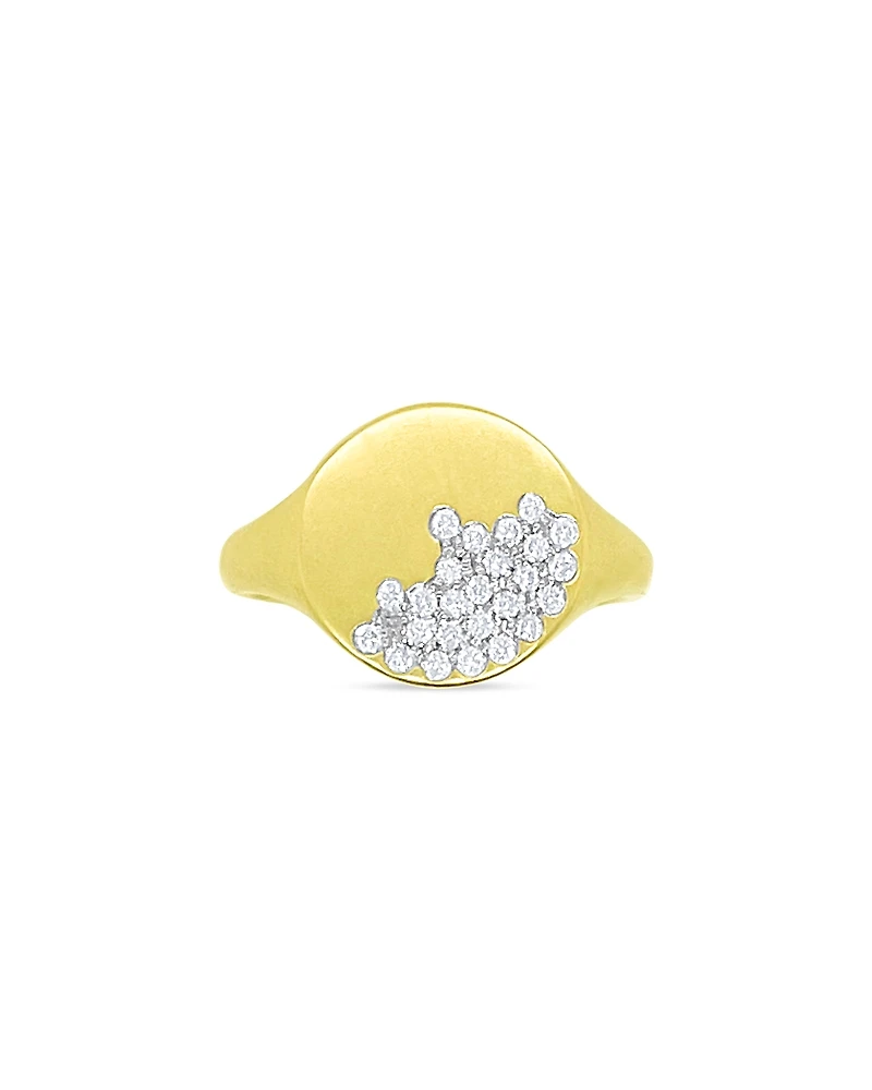 Meira T 14K Yellow Gold Diamond Pave Signet Ring