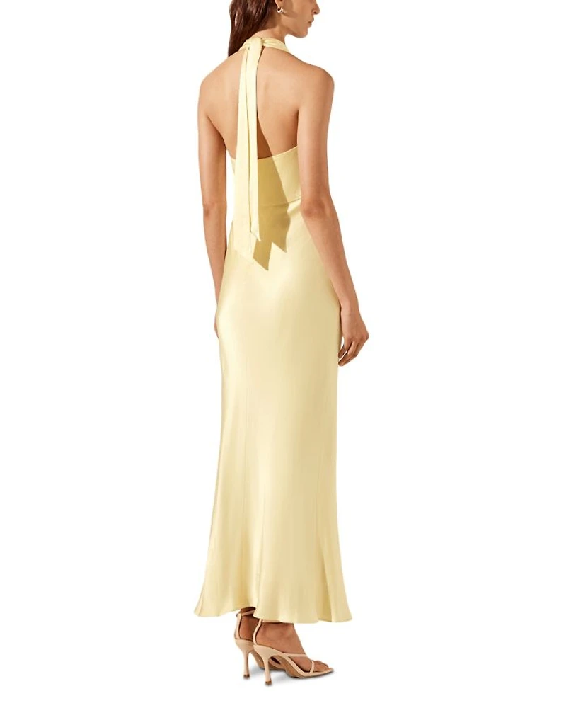 La Lune Plunged Halter Dress