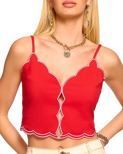 Ramy Brook Tilda Piping Cutout Cropped Sleeveless Top