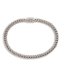 Classic Chain Sterling Silver Bracelet with Diamond Pavé