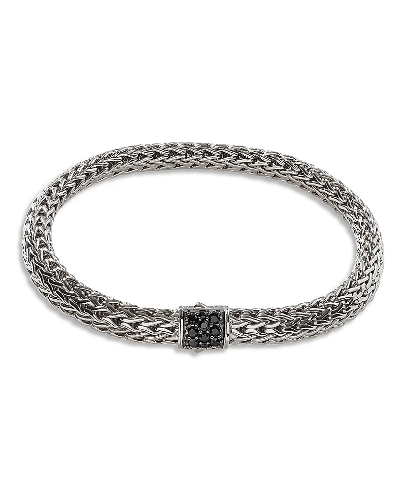 John Hardy Sterling Silver Icon Bracelet with Pave Black Sapphire