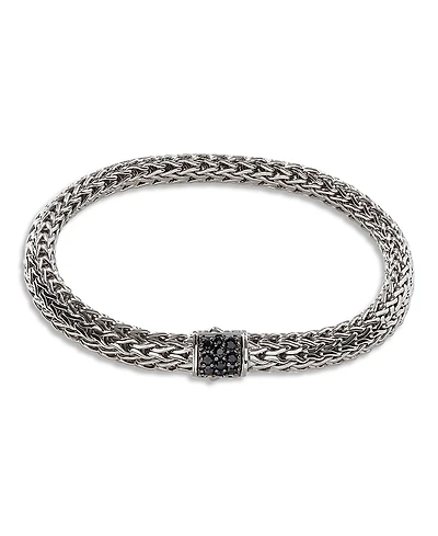 John Hardy Sterling Silver Icon Bracelet with Pave Black Sapphire