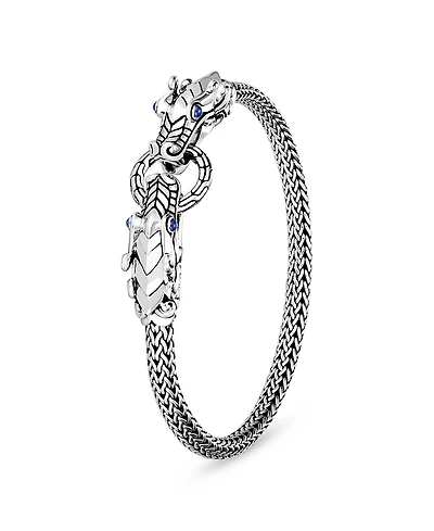 John Hardy Sterling Silver Legends Naga Blue Sapphire Double Dragon Chain Bracelet