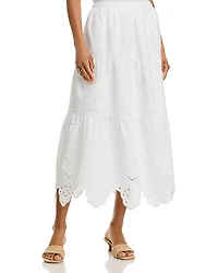 Aqua Eyelet Midi Skirt - Exclusive