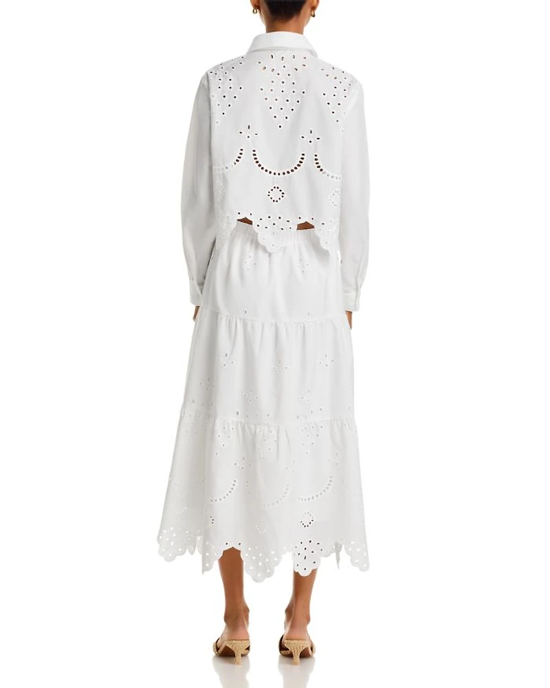 Eyelet Midi Skirt - Exclusive