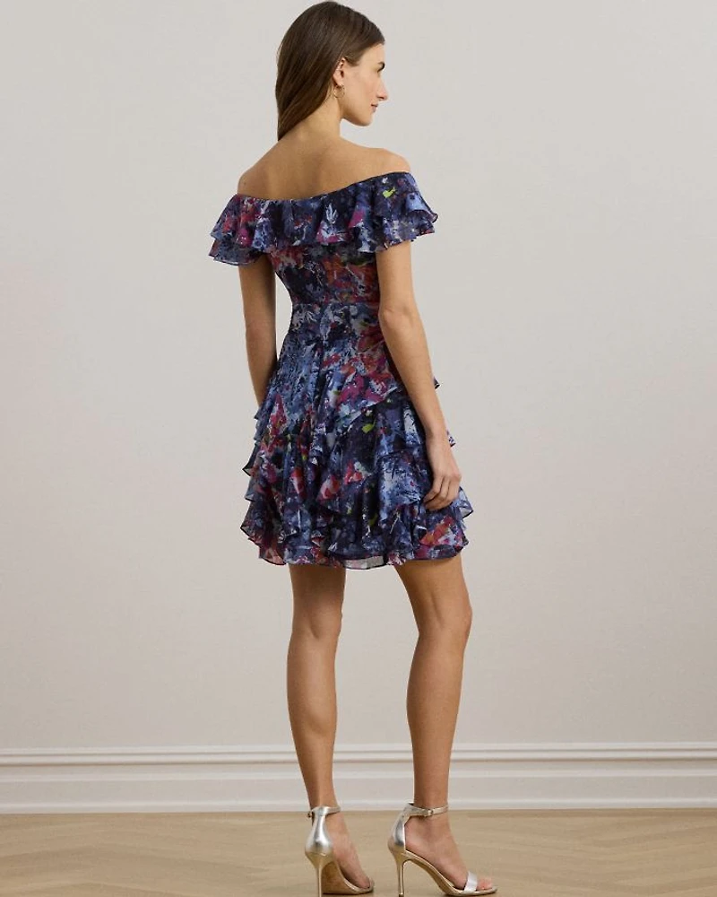 Print Off The Shoulder Cocktail Dress