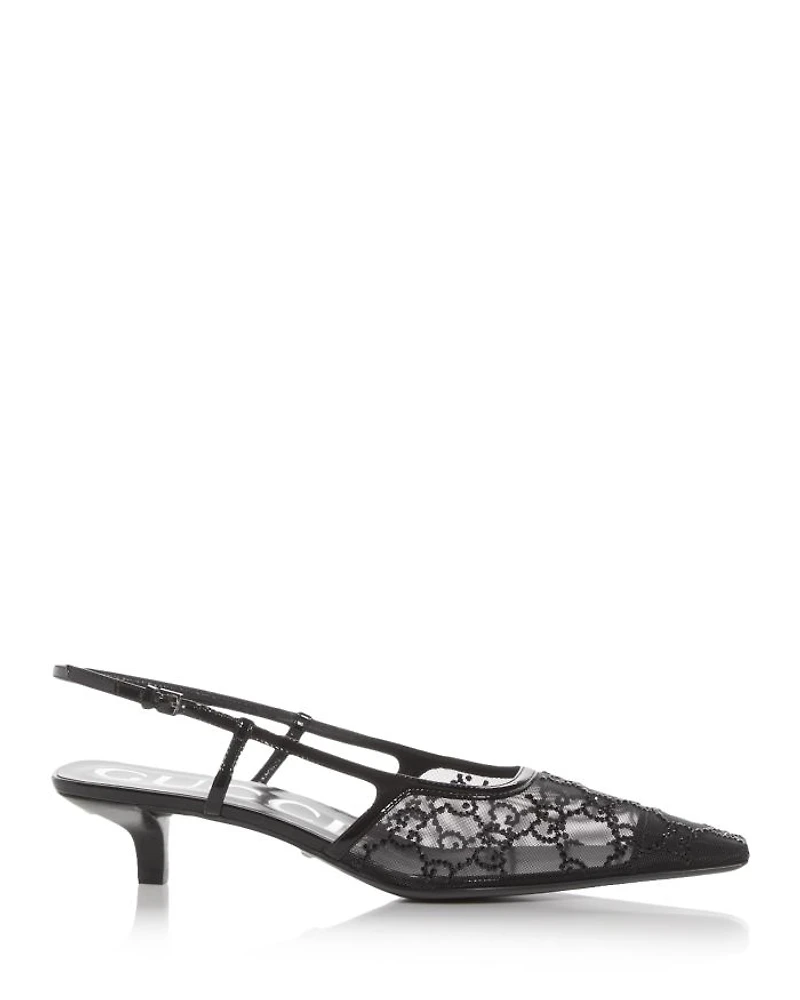 GG Embellished Slingback Pumps