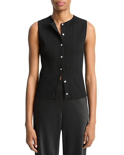 Vince Sleeveless Button Up Sweater
