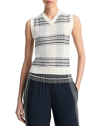 Vince Plaid V Neck Vest