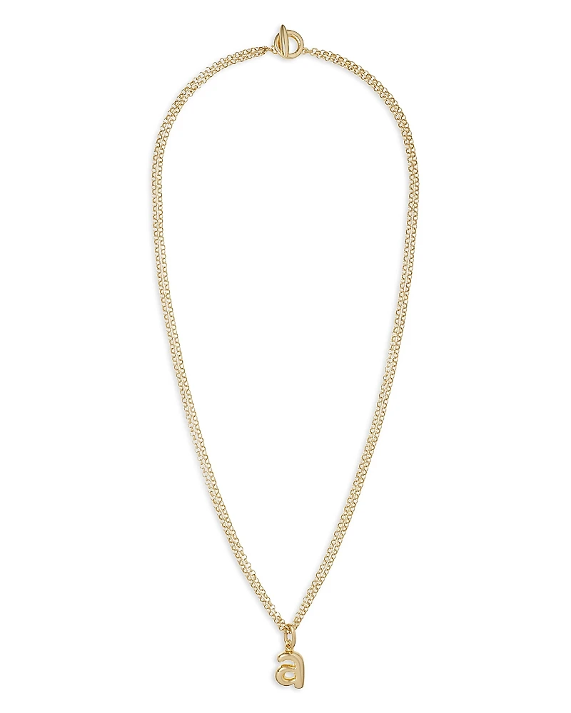 Roxanne Assoulin Puffy Initial Double Chain Pendant Necklace