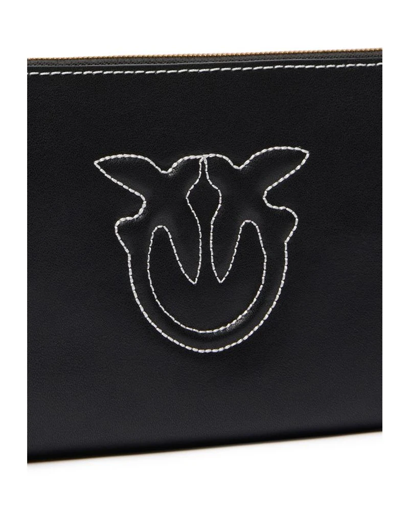 Horizontal Flat Mini Black Leather Shoulder Bag