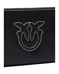 Horizontal Flat Mini Black Leather Shoulder Bag