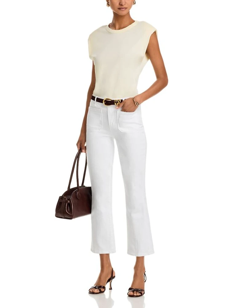 Noya High Rise Slim Flare Jeans Blanc