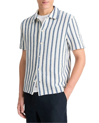 Vince Striped Knit Button Down Shirt