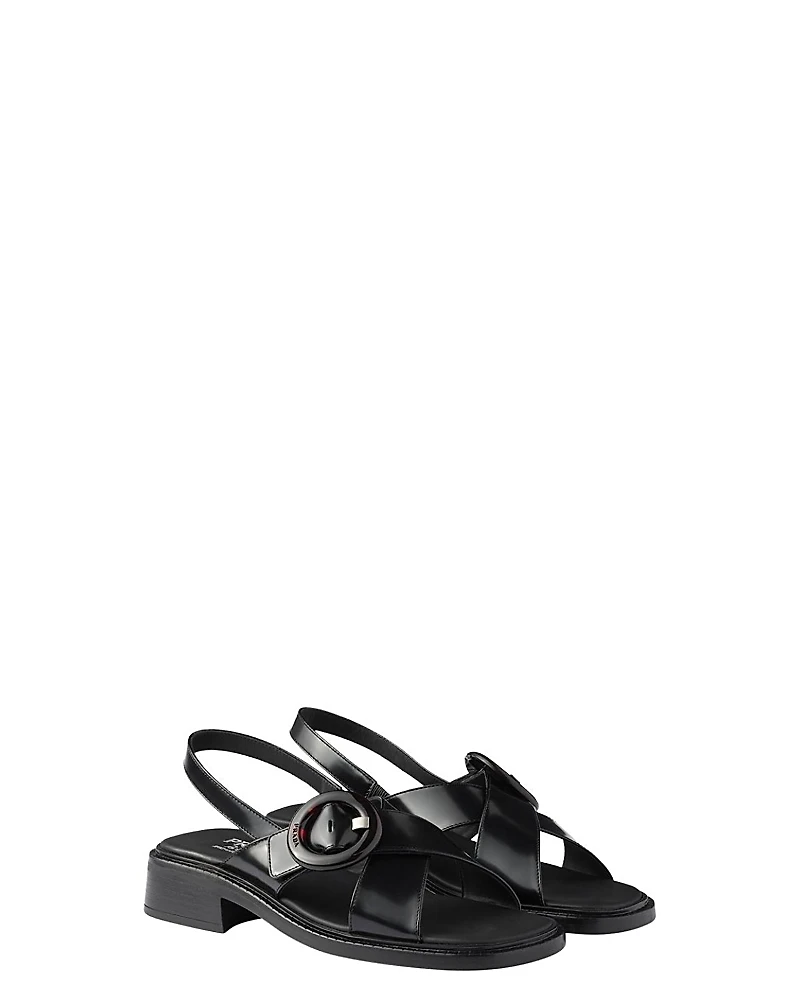Prada Women's Brushed Leather Sandals with Buckle
