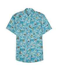 Morgan Surf Print Linen Short Sleeve Shirt