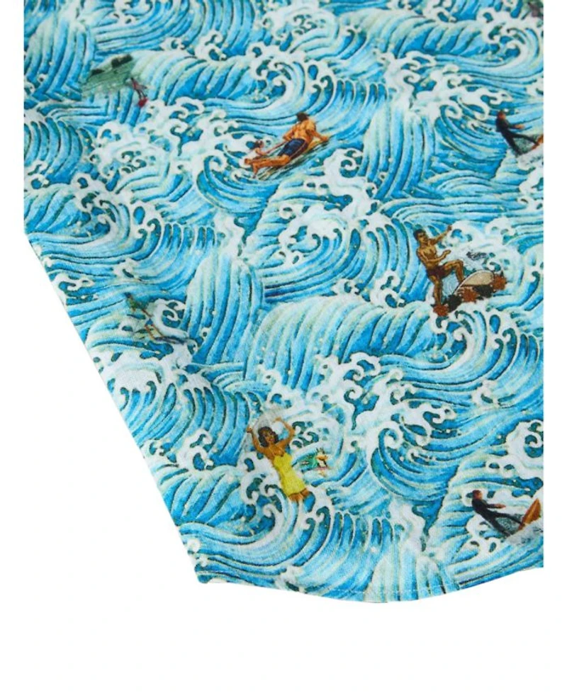Morgan Surf Print Linen Short Sleeve Shirt
