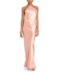 Retrofete Lace Trim Halter Dress