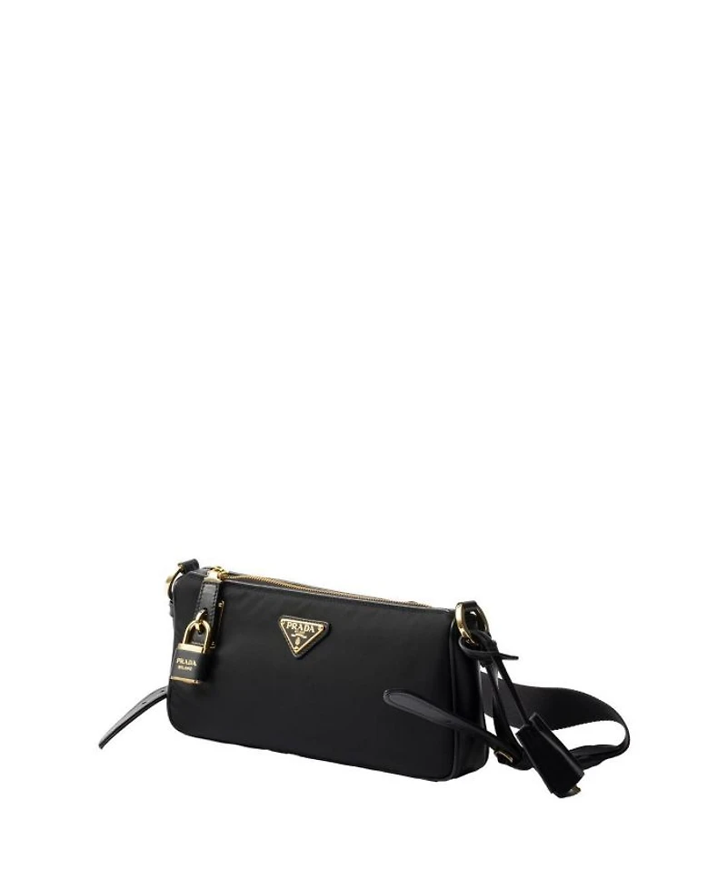 Re-Nylon and Leather Shoulder Bag