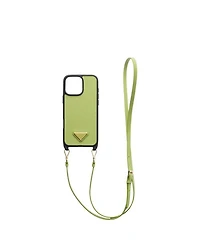 Saffiano Leather Case For Iphone 16 Pro Max With Shoulder Strap