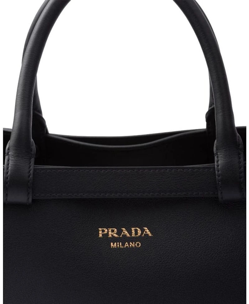 Buckle Medium Leather Handbag with Double Belt