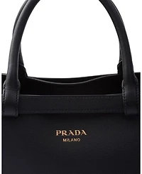 Buckle Medium Leather Handbag with Double Belt