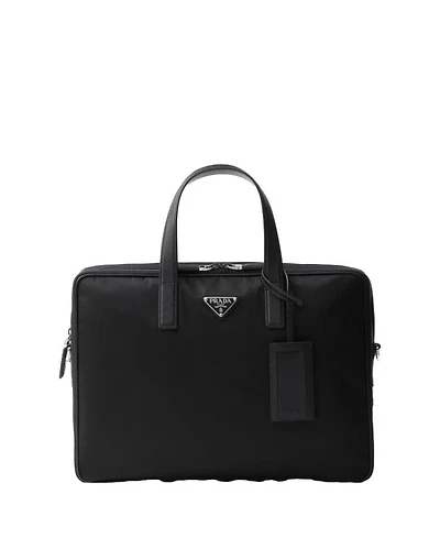 Re-Nylon and Saffiano Leather Briefcase