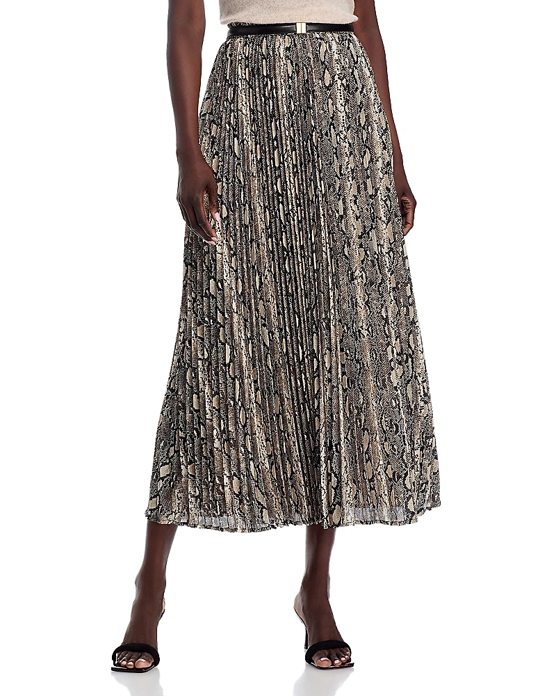 Michael Kors Snake Print Pleated Skirt