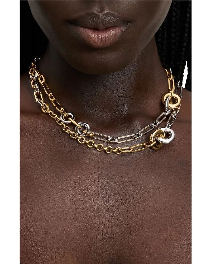 Interlock Mixed Chain Collar Necklace, 36"