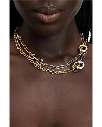 Interlock Mixed Chain Collar Necklace, 36"