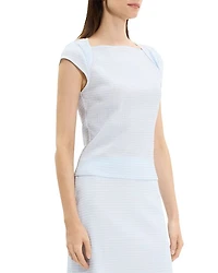 Draped Cap Sleeve Crinkle Top