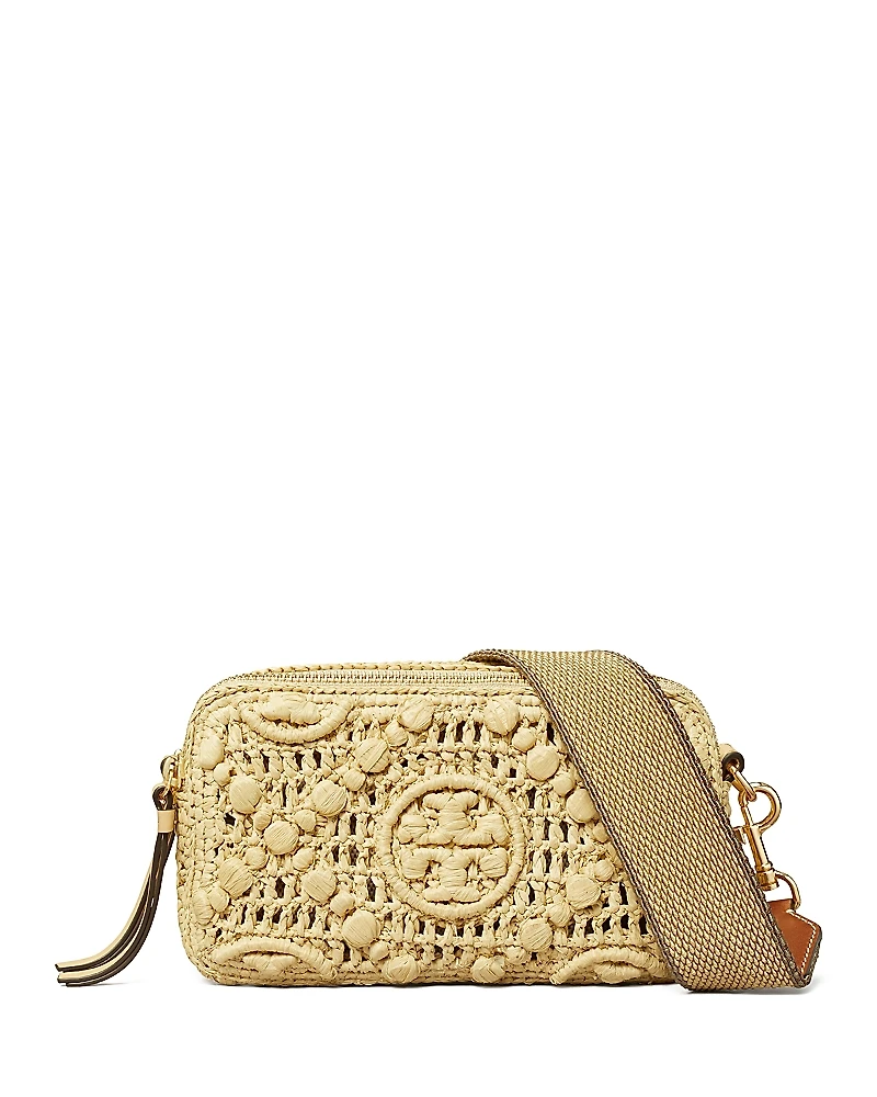 Tory Burch Miller T Monogram Raffia Crossbody