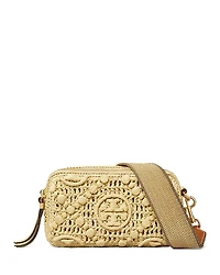 Tory Burch Miller T Monogram Raffia Crossbody