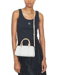 T Monogram Embossed Leather Satchel