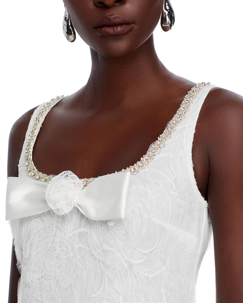 White Tulle Lace Mini Dress