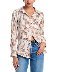 Aqua Giraffe Satin Shirt - Exclusive