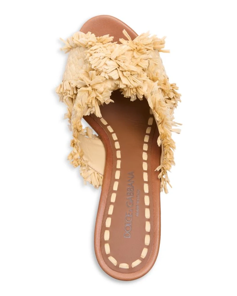 Women's Frayed Raffia Platform Wedge Sandals
