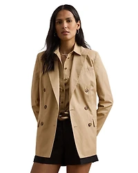 Double Breasted Cotton Twill Blazer