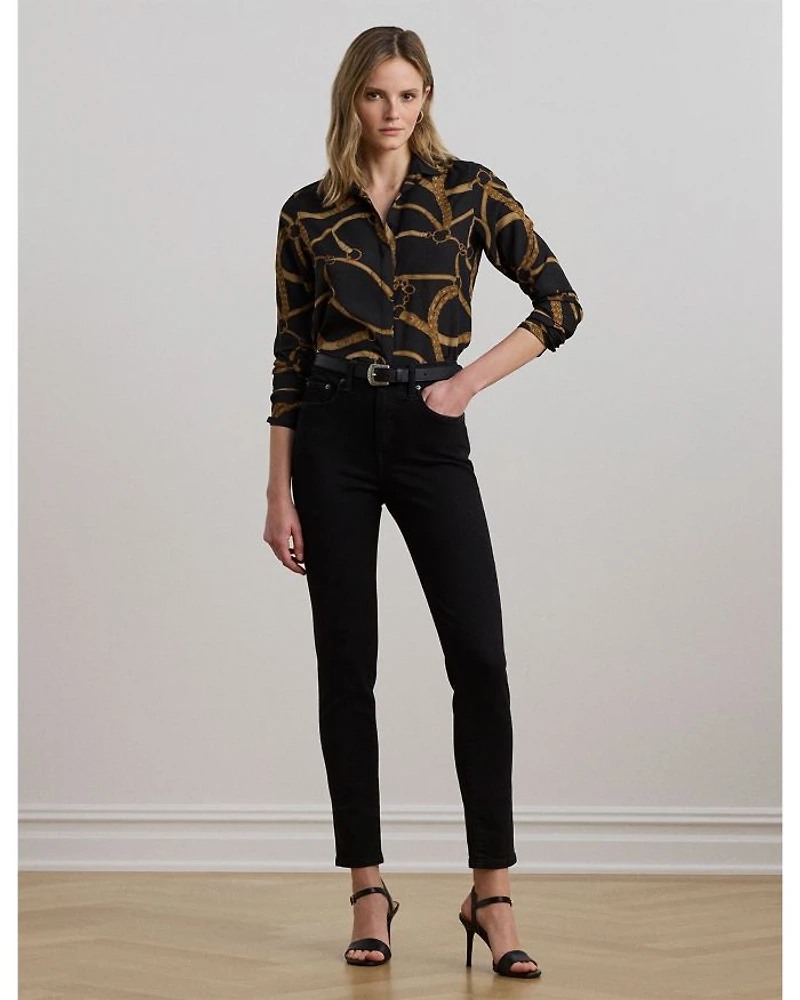 Classic Fit Belting Print Crepe Shirt