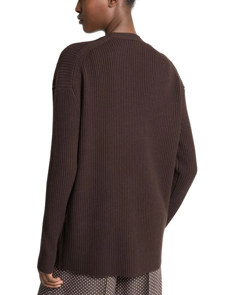 Cashmere Blend Ribbed Cardigan
