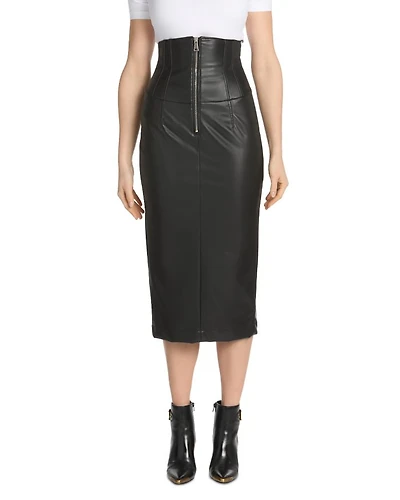 Corset Waist Faux Leather Skirt
