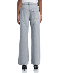 High Rise Wide Leg Jeans Light Grey