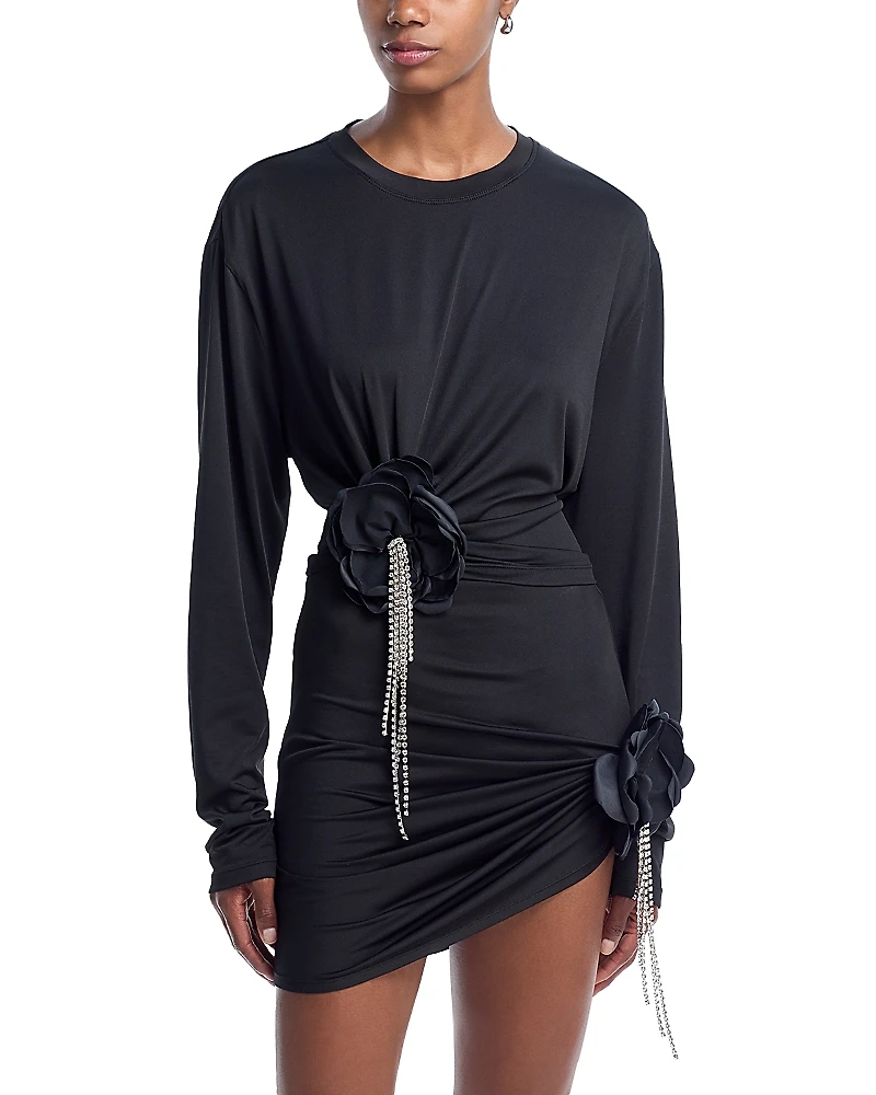 Area Crystal Flower Draped Top