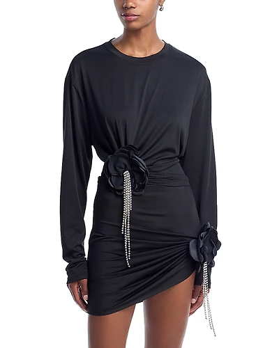 Area Crystal Flower Draped Top