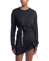 Area Crystal Flower Draped Top