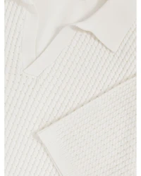 Open Collar Textured Polo Shirt